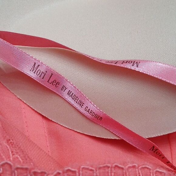 Mori Lee by Madeline Gardier coral lace formal semi dress Sz 14 EUC - Picture 8 of 10